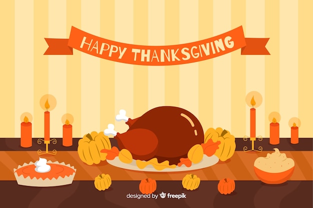 Free Vector thanksgiving background in flat design