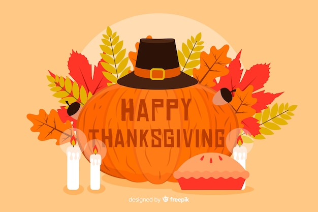 Free Vector thanksgiving background in flat design