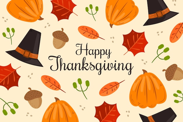 Free Vector thanksgiving background hand drawn design