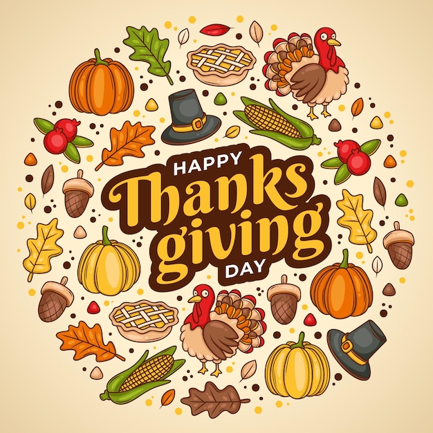 Thanksgiving background hand drawn design