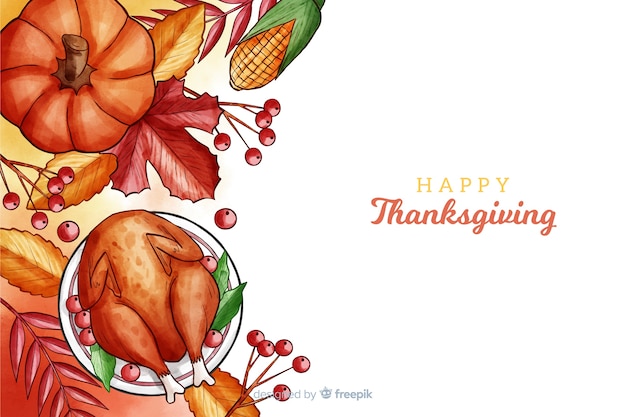 Free Vector thanksgiving background in watercolor