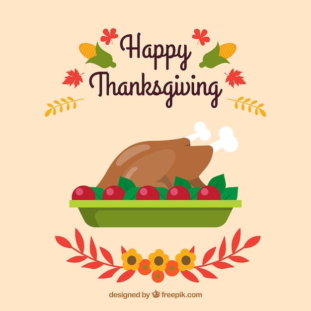 Free Vector thanksgiving background with delicious turkey