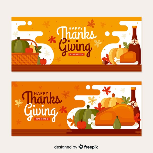 Thanksgiving banners in flat design