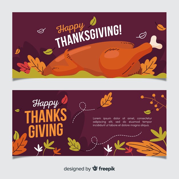 Thanksgiving banners in flat design