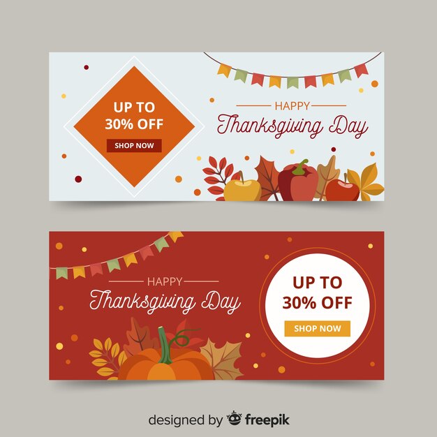 Thanksgiving banners in flat design