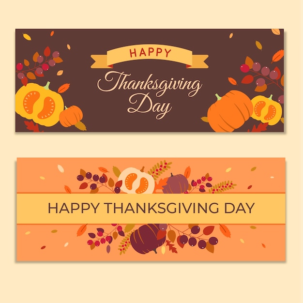 Thanksgiving banners in flat design