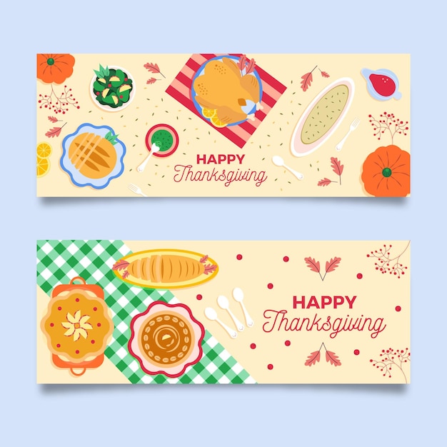 Thanksgiving banners flat design