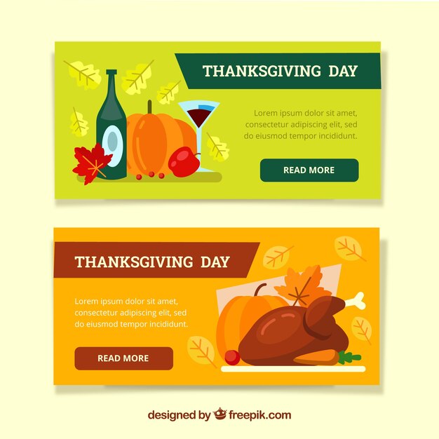 Thanksgiving banners with colorful style