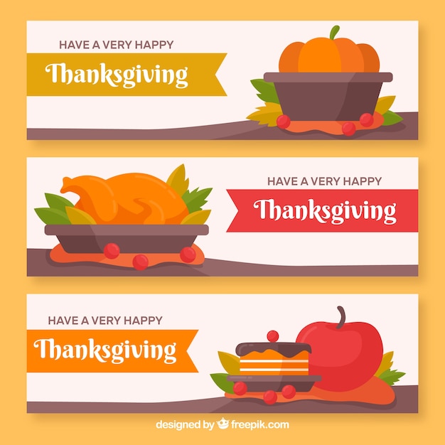 Thanksgiving banners with delicious food