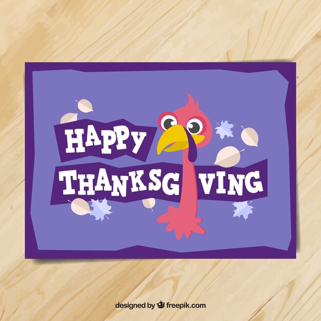 Thanksgiving card with a turkey and blue background