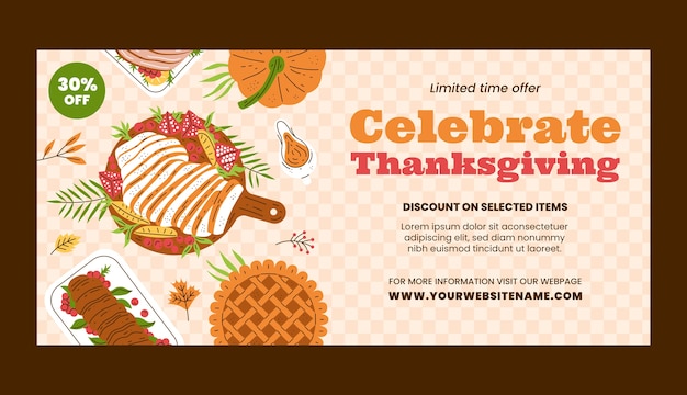 Thanksgiving celebration horizontal sale banner template