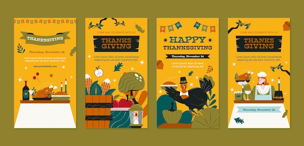 Free Vector thanksgiving celebration instagram stories collection