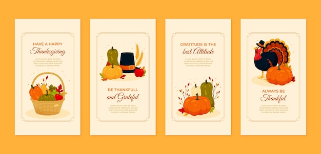 Free Vector thanksgiving celebration instagram stories collection