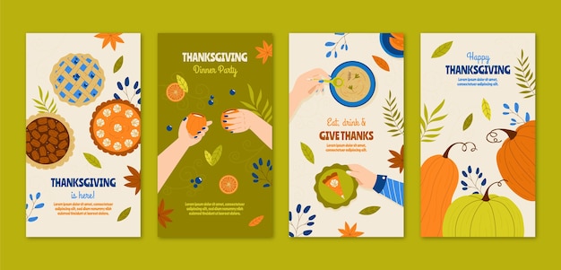 Free Vector thanksgiving celebration instagram stories collection