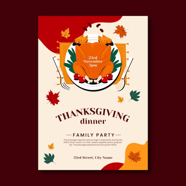 Free Vector thanksgiving celebration invitation template