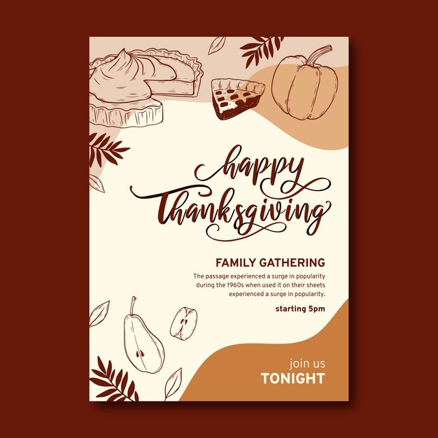 Free Vector thanksgiving celebration invitation template