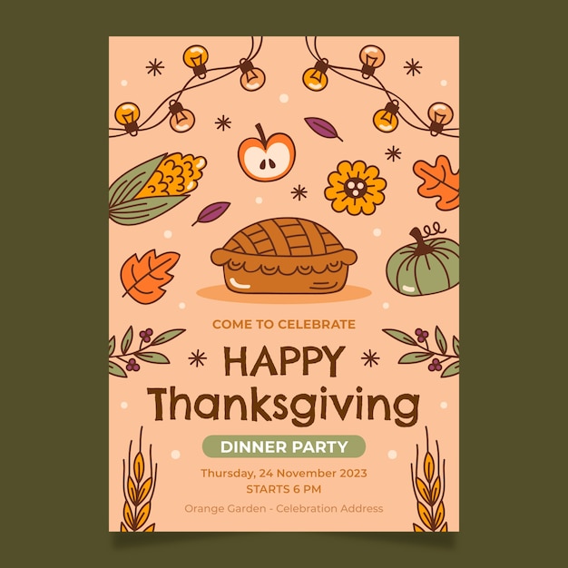 Free Vector thanksgiving celebration invitation template