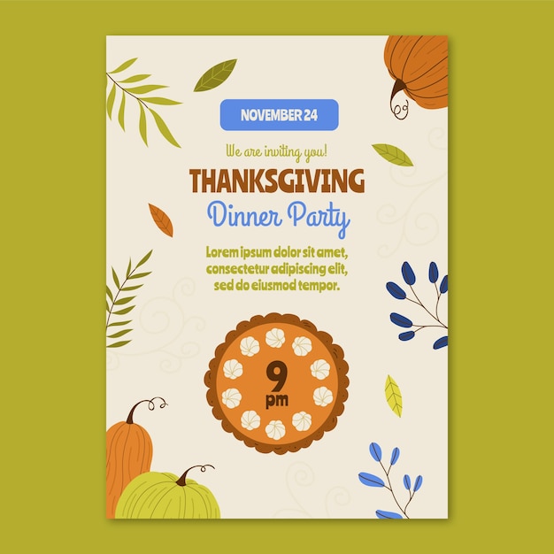 Free Vector thanksgiving celebration invitation template