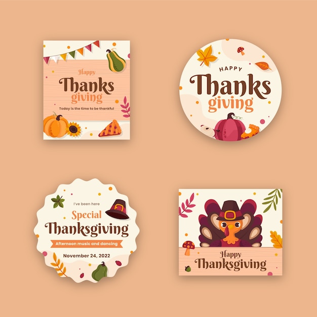 Thanksgiving celebration labels collection