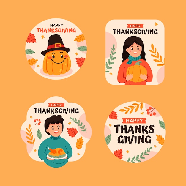 Thanksgiving celebration labels collection