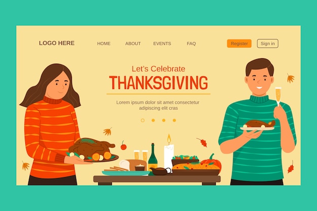 Thanksgiving celebration landing page template