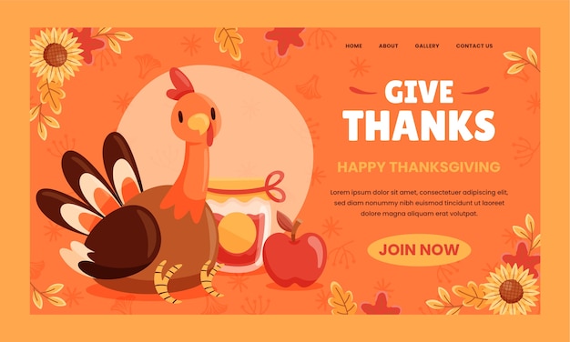 Free Vector thanksgiving celebration landing page template