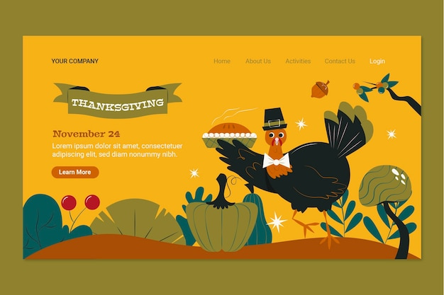 Thanksgiving celebration landing page template