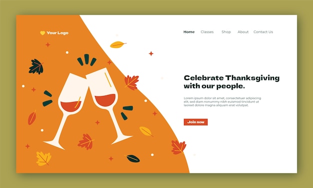 Free Vector thanksgiving celebration landing page template