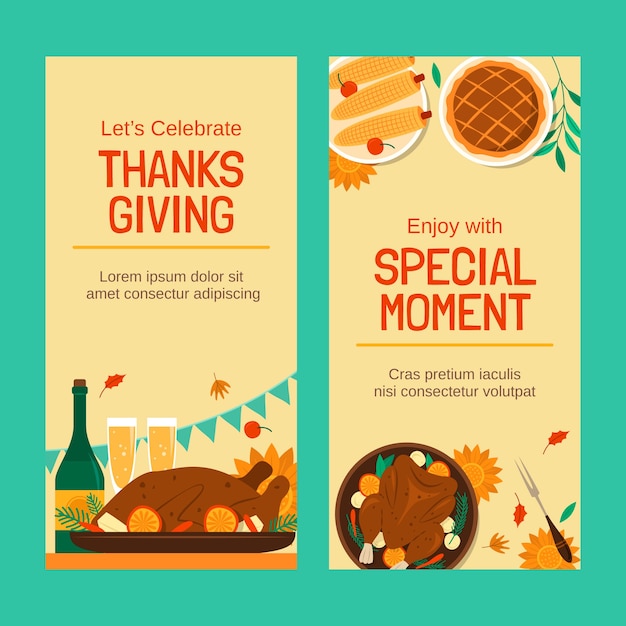 Free Vector thanksgiving celebration vertical banners set