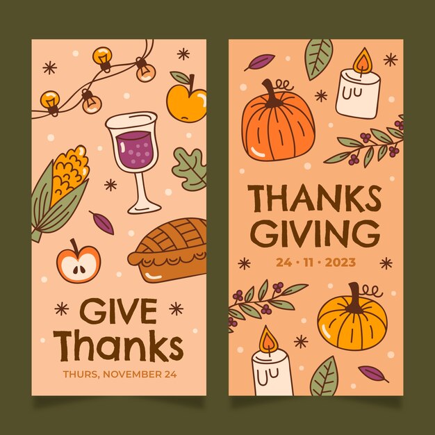 Thanksgiving celebration vertical banners set