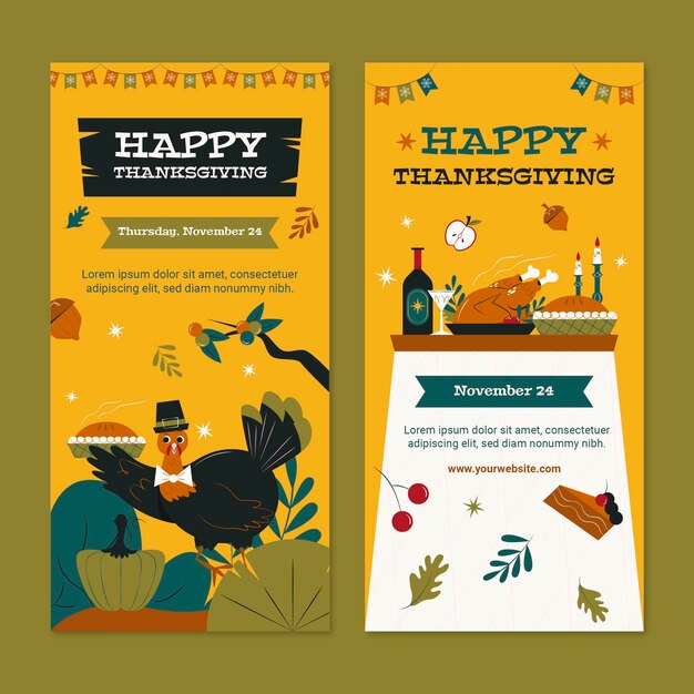 Thanksgiving celebration vertical banners set