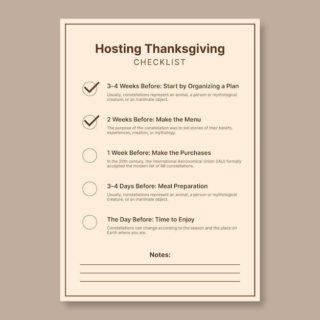 Thanksgiving checklist template