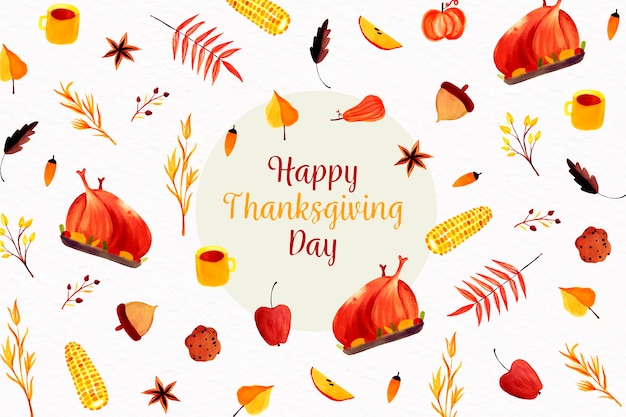 Free Vector thanksgiving concept in watercolor