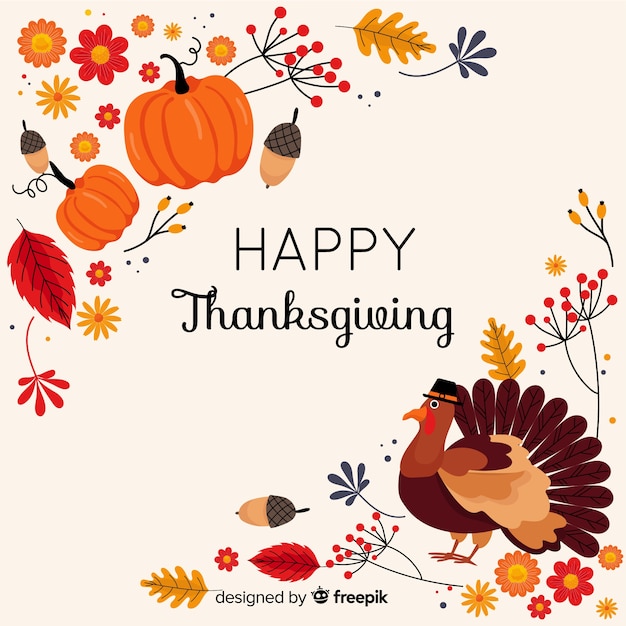 Free vector thanksgiving concept with flat design background