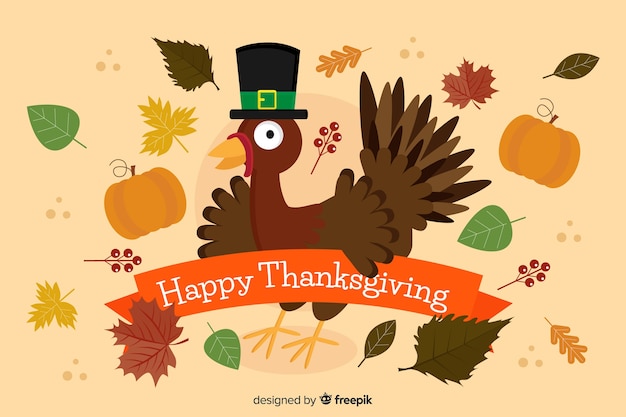 Free Vector thanksgiving concept with flat design background