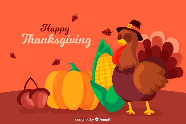 Thanksgiving concept with flat design background