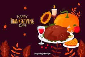 Free vector thanksgiving concept with flat design background