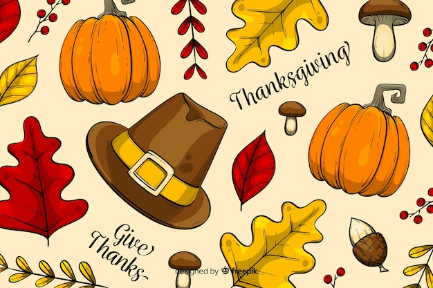 Thanksgiving concept with hand drawn background