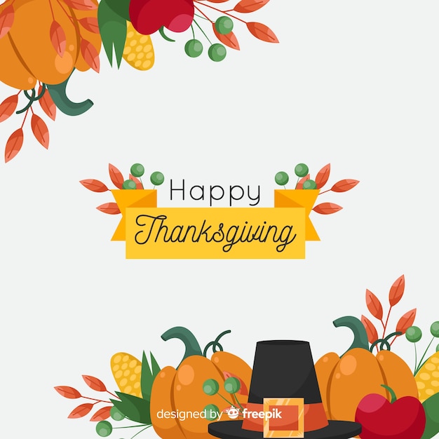 Thanksgiving day background in flat design with autumn elements