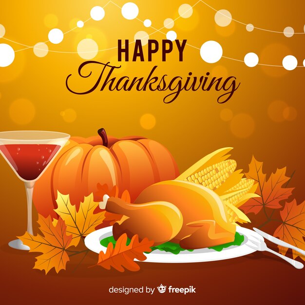 Thanksgiving day background in flat design