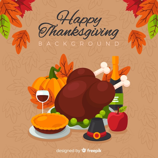 Free Vector thanksgiving day background in flat design