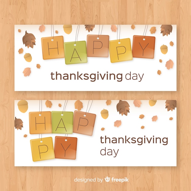 Thanksgiving day banner set with autumn elements