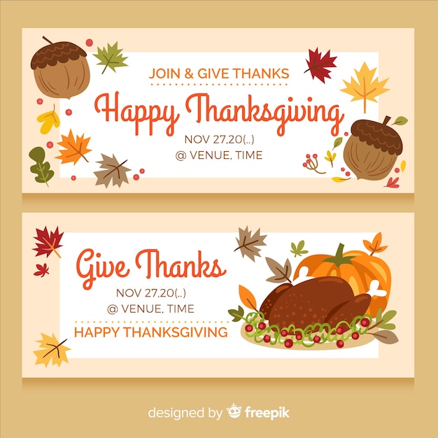 Free Vector thanksgiving day banner set 