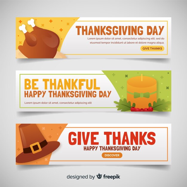 Thanksgiving day banner set 