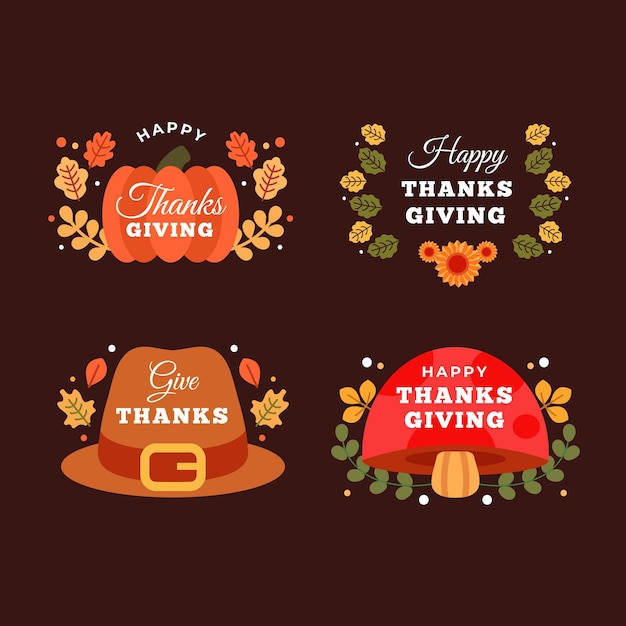 Free Vector thanksgiving day instagram labels