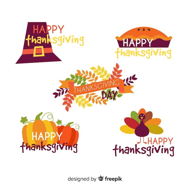 Free vector thanksgiving day label collection hand drawn style