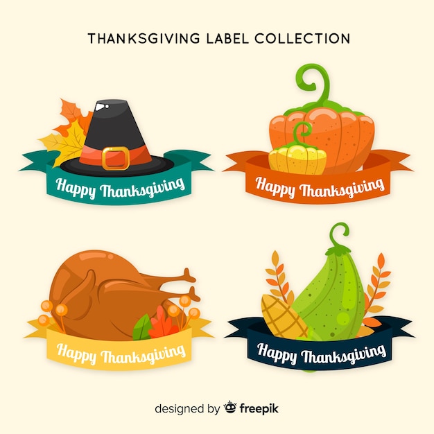 Free Vector thanksgiving day label collection