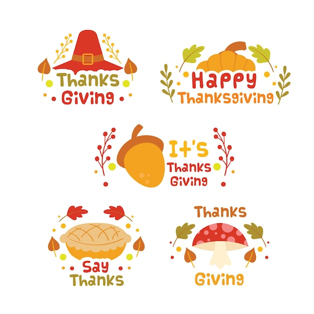 Free Vector thanksgiving day labels