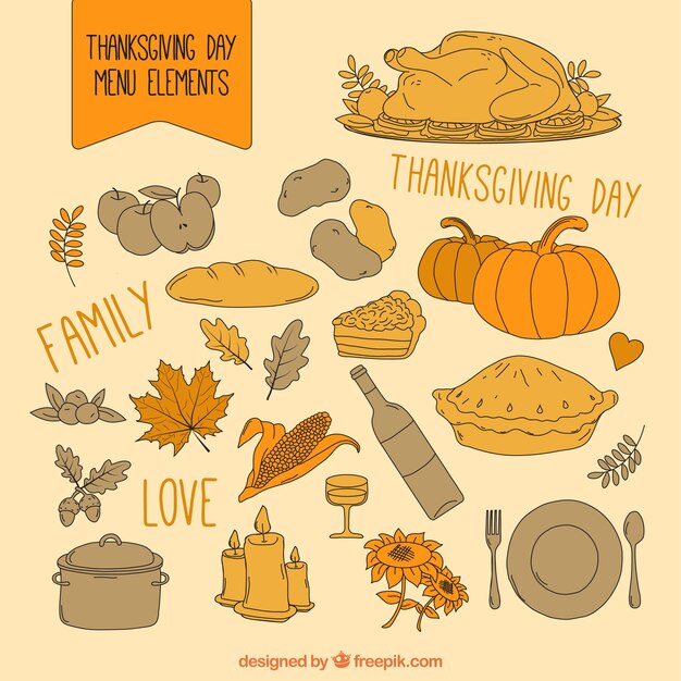 Thanksgiving day menu elements