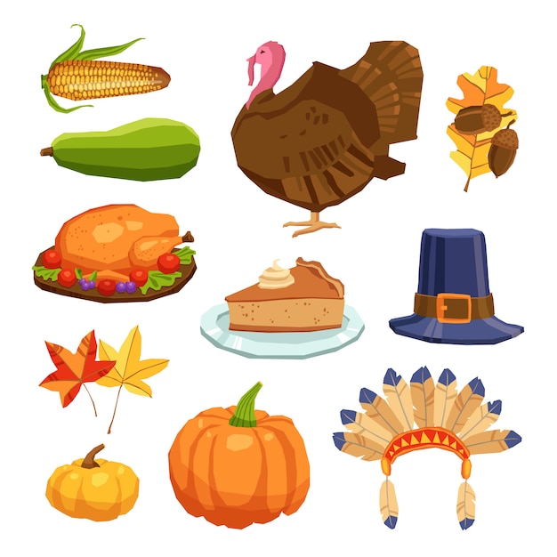 Free vector thanksgiving day set